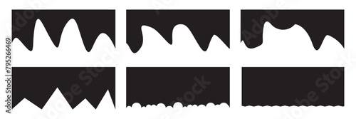Website border and header set with drops, waves, organic and geometric shapes. Isolated vector template for website, app, poster, banner. isolated on white background. EPS 10