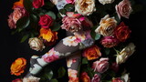 Floral legwear in vogue: Romantic and fashionable, perfect for clothing and accessory marketing.