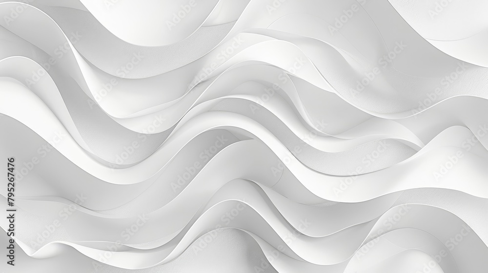 Fototapeta premium White abstract waves, fluidity for modern art and design themes.