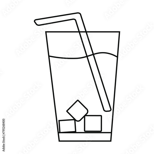 a glass of water with ice cubes