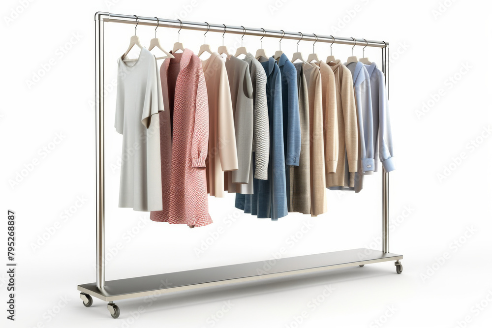 Clothes rack with a variety of clothes on it