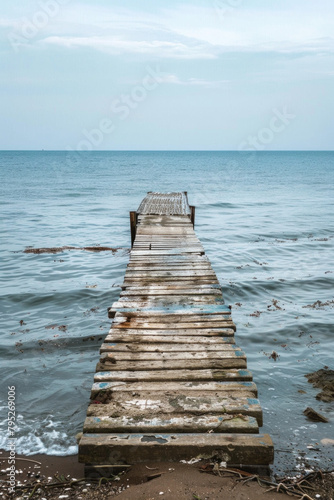 Old abandoned pier at the sea  minimalist photography