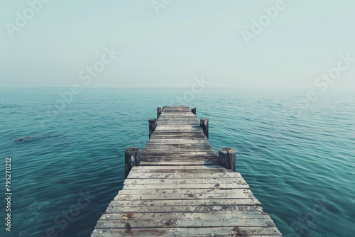 Old abandoned pier at the sea, minimalist photography © grey