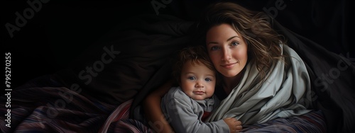 Tender Moment Between a Mother and Her Baby Captured in a Realistic Style Painting