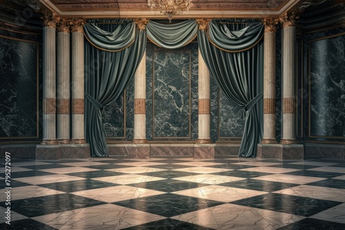 Empty palace stage flooring architecture elegance.