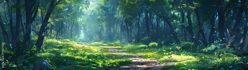 Path through the woods, breathtaking views, beautiful nature drawing Path through the woods, breathtaking views, beautiful nature drawing