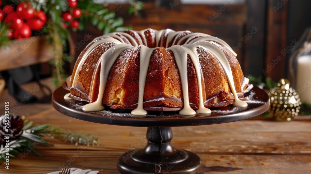 Traditional bundt cake glazed with white chocolate Traditional bundt cake glazed with white chocolate