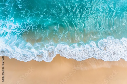 serene turquoise seascape aerial view of tranquil beach waves summer travel concept