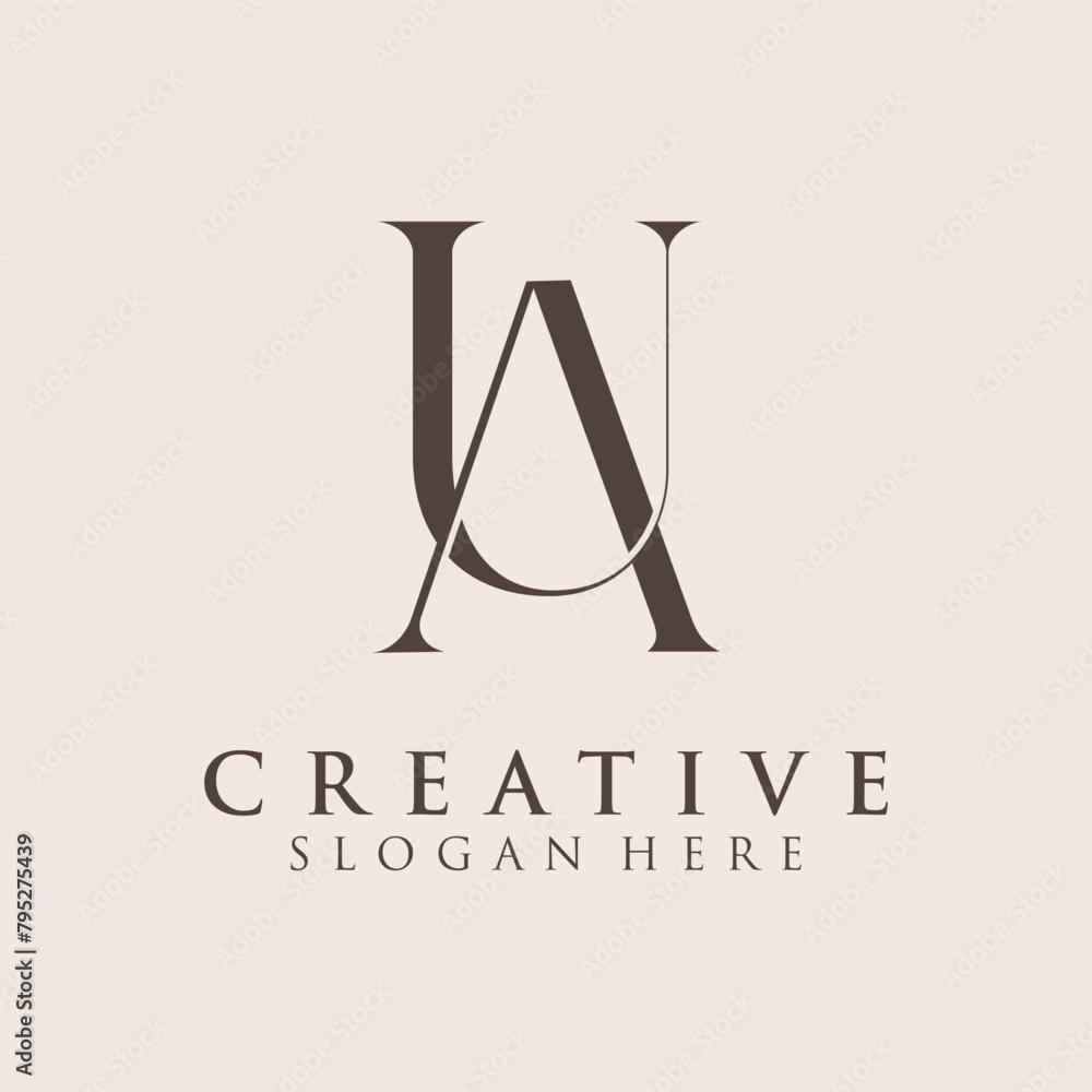 Initial Letter AU Logo Design vector Template Illustration Creative Abstract