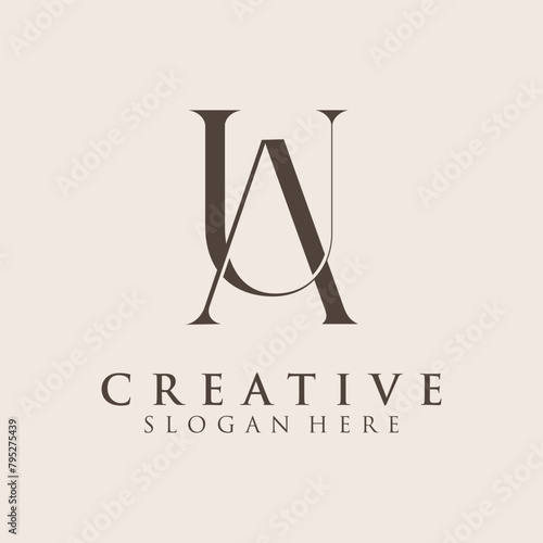 Obraz na płótnie Initial Letter AU Logo Design vector Template Illustration Creative Abstract w salonie