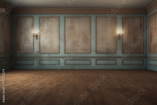 Empty room stage flooring hardwood architecture. © Rawpixel.com