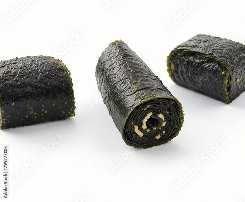 Seaweed nori rolls snack chip, cut out on white background