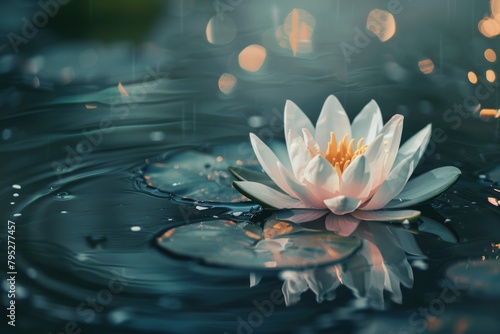 Beautiful lotus flower in water  aquatic plant.