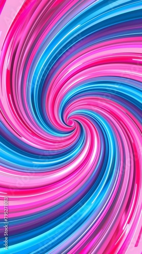 Comic-inspired  vibrant pink and blue twisted stripes create an explosive and dynamic background.