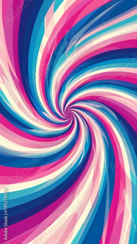 Comic-inspired, vibrant pink and blue twisted stripes create an explosive and dynamic background.