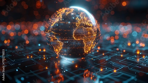Glowing Digital Globe Representing Global Interconnectivity and International Digital Transformation #795278833