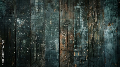 Close-up of weathered wooden wall with peeling paint photo