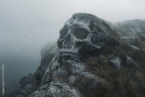 Wallpaper Mural Stone hill in the shape of a giant skull on a pirate island, fantasy concept. Torontodigital.ca