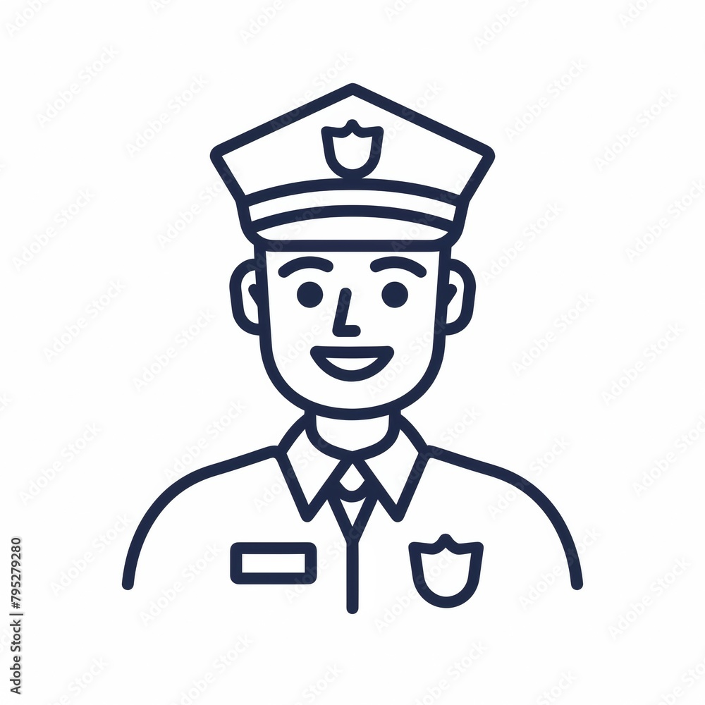 Minimalist Policeman Logo with Geometric Line Art, Law Enforcement Icon in Monochrome Minimalist Policeman Logo with Geometric Line Art, Law Enforcement Icon in Monochrome