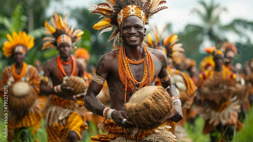 Spirited Indigenous Men Celebrating With Traditional Dance. Generative AI photo