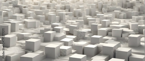 A visually captivating maze of white 3D blocks creating an illusion of infinite space and complexity