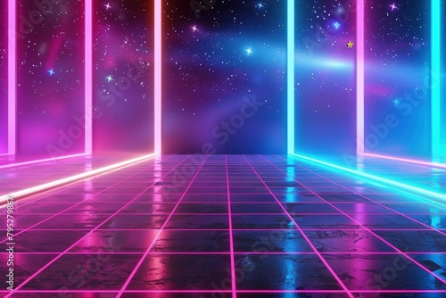 Wallpaper Mural Colorful 80s themed background, retro style. Torontodigital.ca