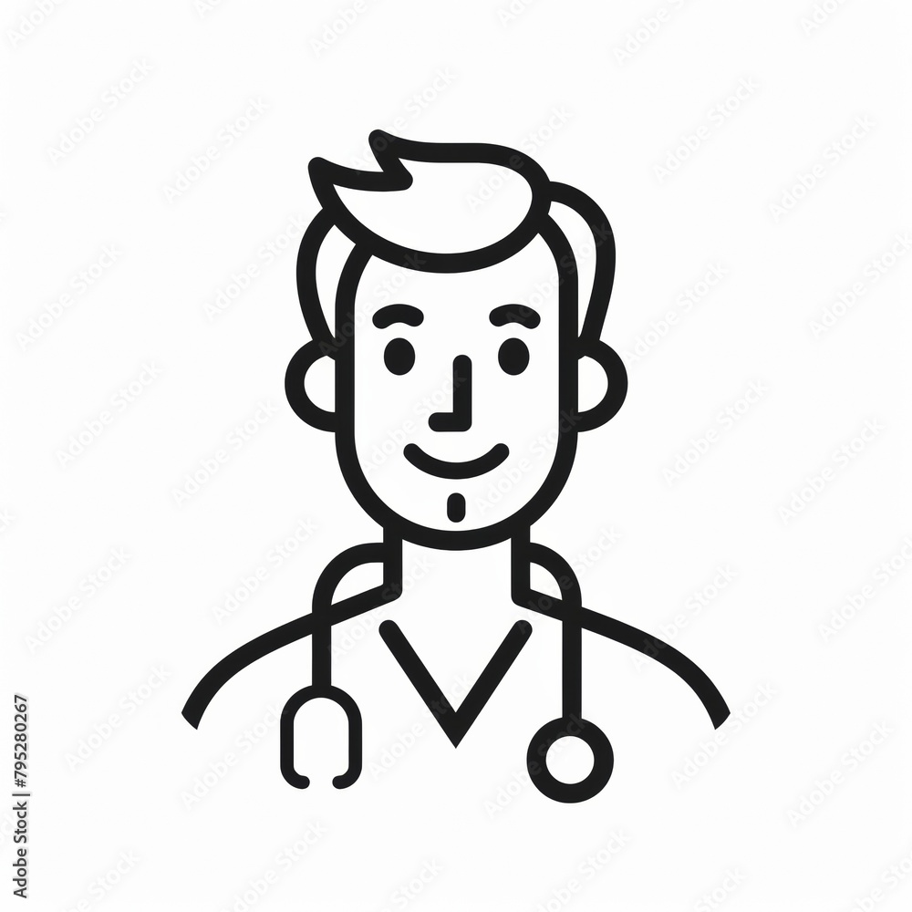 Friendly Doctor Logo with Minimalist Line Art, Modern Healthcare Professional Icon Friendly Doctor Logo with Minimalist Line Art, Modern Healthcare Professional Icon