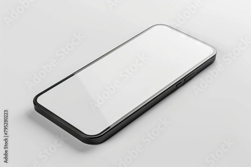 sleek modern mobile phone with blank screen on clean white background realistic 3d illustration