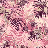 Palm trees, palm leaves seamless pattern. jungle forest background. Summer tropical wildlifeillustration for wallpaper, textile	
