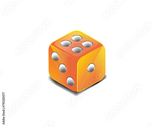 Orange 3D dice vector illustration