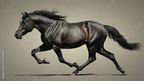 horse runs gallop in the desert