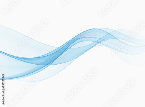 Wave of blue color on a white background. Transparent abstract design element.