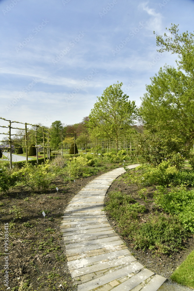 Petit chemin courbé traversant une nature bucolique au printemps, au Vrijbroekpark à Malines Petit chemin courbé traversant une nature bucolique au printemps, au Vrijbroekpark à Malines