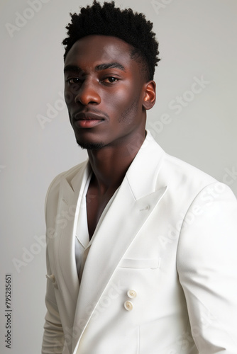 Handsome Black Man Wearing a Suit, Generative AI © Vig