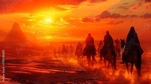 Wise Men's Desert Adventure: A captivating image capturing the timeless journey of wise men, photo