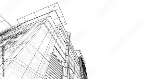 architectural drawing 3d illustration sketch project