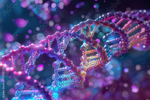 spiraling dna molecule with vibrant colors genetic code of life 3d illustration