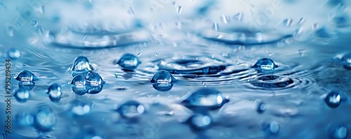 Raindrops falling on the surface of water