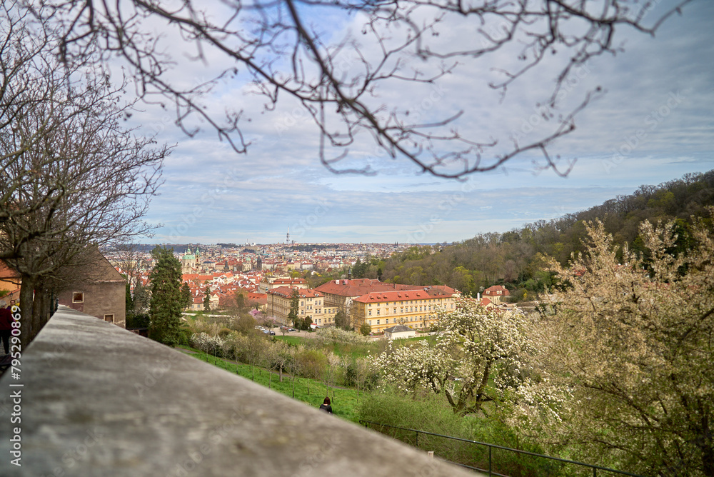 Prague , top and side view of the beautiful city of Prague . High quality photo