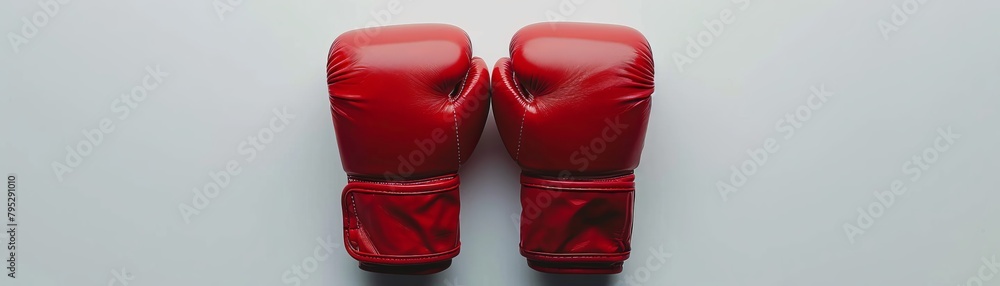A pair of red boxing gloves on a white background.