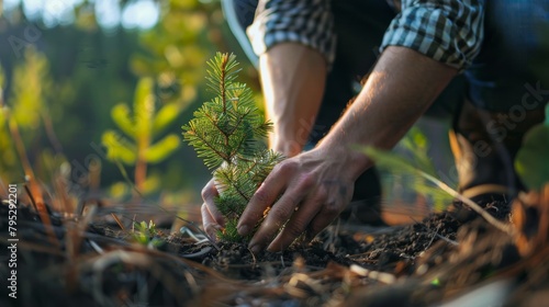 Planting a tree to save the planet.