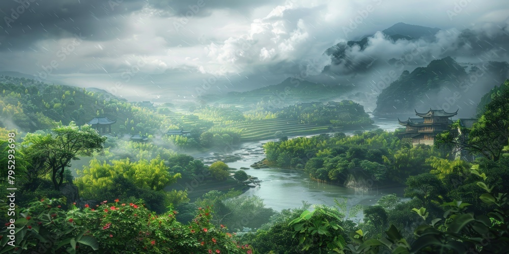 landscape with fog landscape with fog