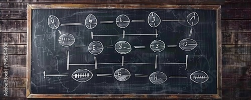 American football play drawn on a chalkboard photo
