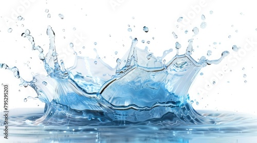 Nice abstract blue water splash on white background,blue water splash isolated on white background. close up of water splash,Water waves, 