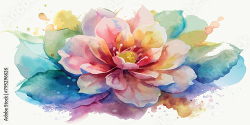 watercolor hand drawn flowers photo