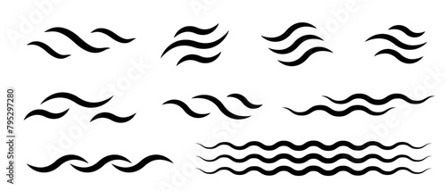 Vector water waves. Wave vector symbol or logo design . Abstract water waves see  vector design elements. Set of wavy zigzag lines.