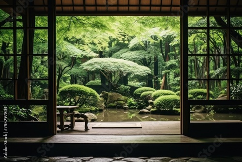 Garden japanese style nature outdoors window
