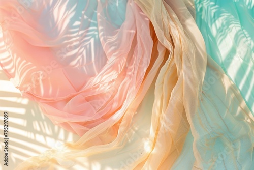 Soft pastel fabrics creating an undulating landscape with dynamic light and shadow play
