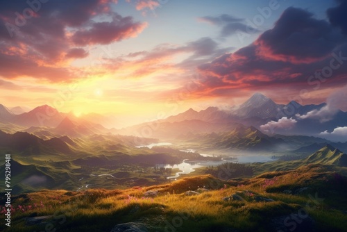 Mountain nature sunset landscape