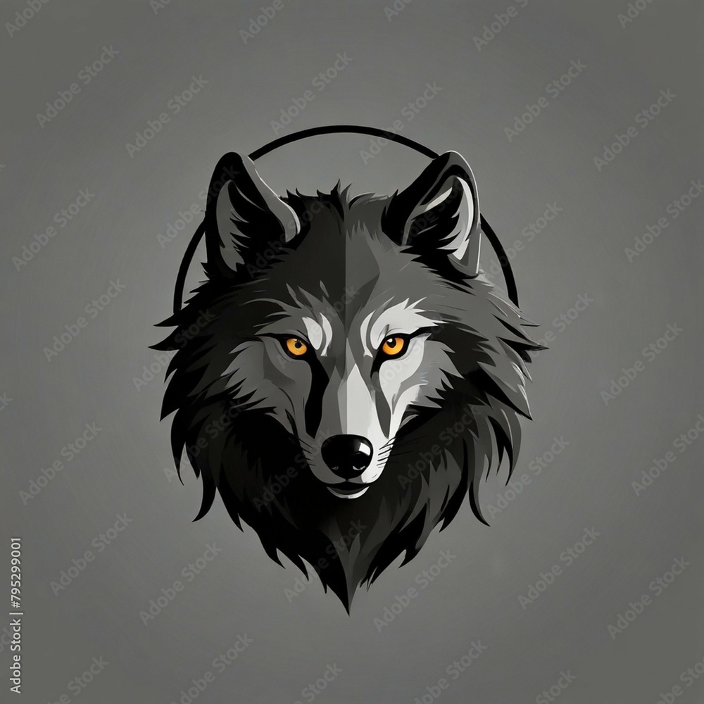 Naklejka premium wolf black and white